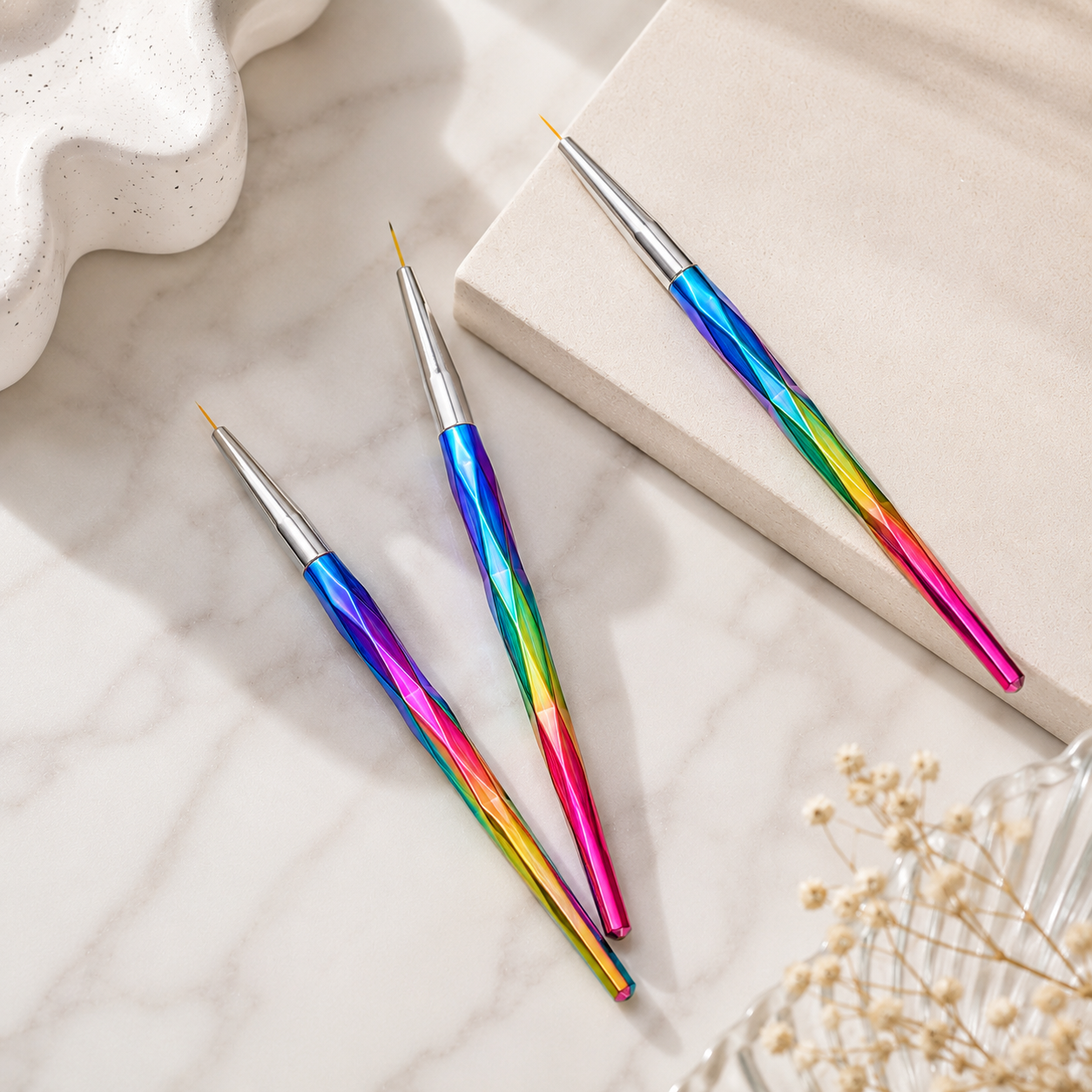 Lot de 3 Pinceaux Nail Art de Précision — Accessoires LN COS